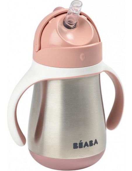 Beaba - Inox drinkbeker met rietje 250 ml - old pink