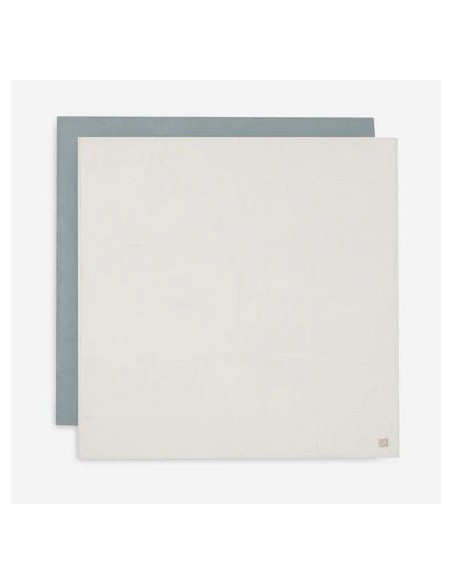 Hydrofiele Doek Large 115x115cm - Sea green/Ivory - 2 Stuks
