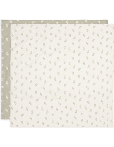 Hydrofiele Doek Large 115x115cm - Olive Green & Ivory - 4 Stuks