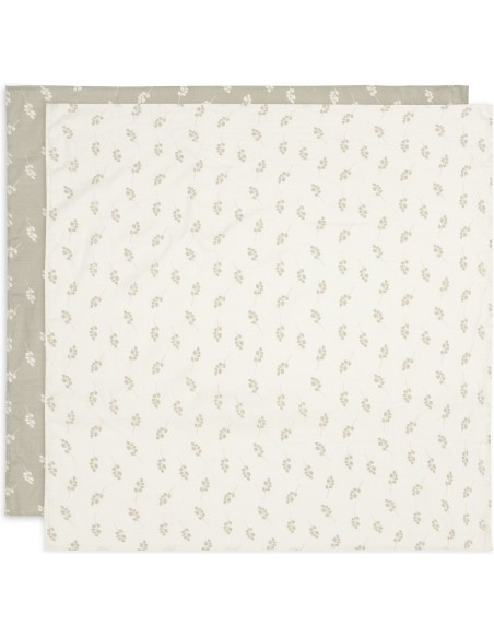 Hydrofiele Doek Large 115x115cm - Olive Green & Ivory - 4 Stuks