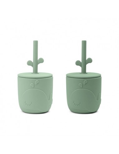 Done by Deer - Peekaboo straw cup 2-pack Wally Green