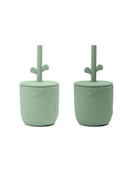 Done by Deer - Peekaboo straw cup 2-pack Wally Green