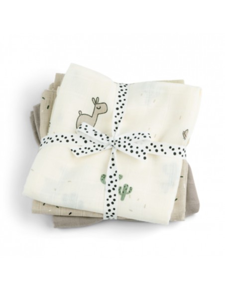Done by Deer - Burp cloth 3-pack GOTS Lalee Sand