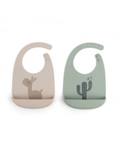 Done by Deer - Silicone bib 2-pack Lalee Sand/Green
