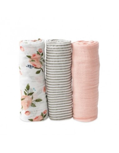 Little Unicorn - Katoenen Tetra - Watercolor Roses (3 pack)