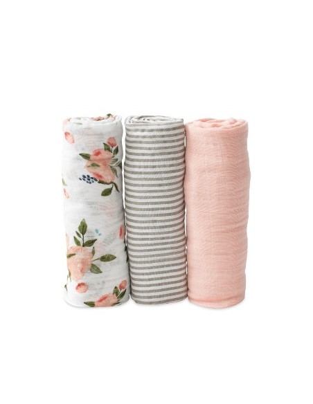 Little Unicorn - Katoenen Tetra - Watercolor Roses (3 pack)