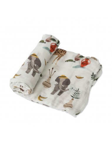 Little Unicorn - Bamboo Deluxe Wikkeldoek - Safari Sociaal - 120x120