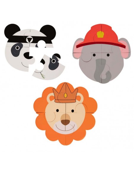 Animal Puzzle (3 pcs) Panda - Olifant - Leeuw