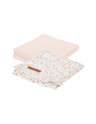 swaddle doek 70 x 70 flowers en butterflies/ pure soft pink