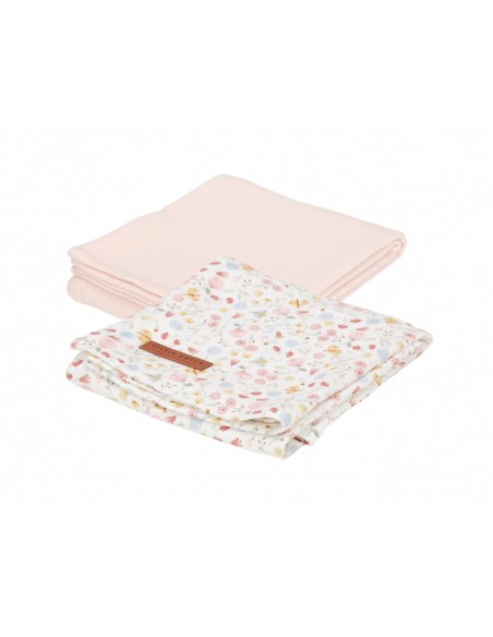 swaddle doek 70 x 70 flowers en butterflies/ pure soft pink