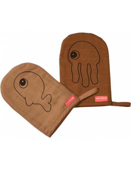 Wash cloth, Sea friends, 2-pack, rust