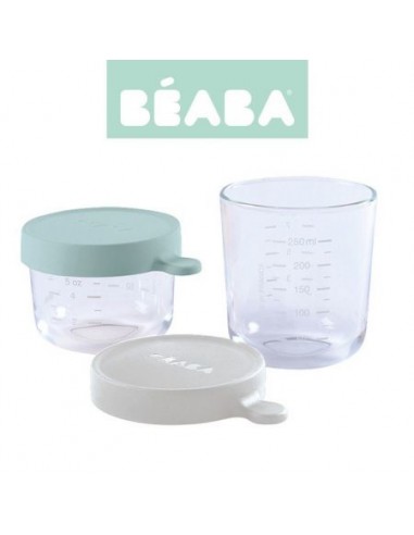 Set van 2 glazen bewaarpotjes 150ml airy green/250ml mistgrijs