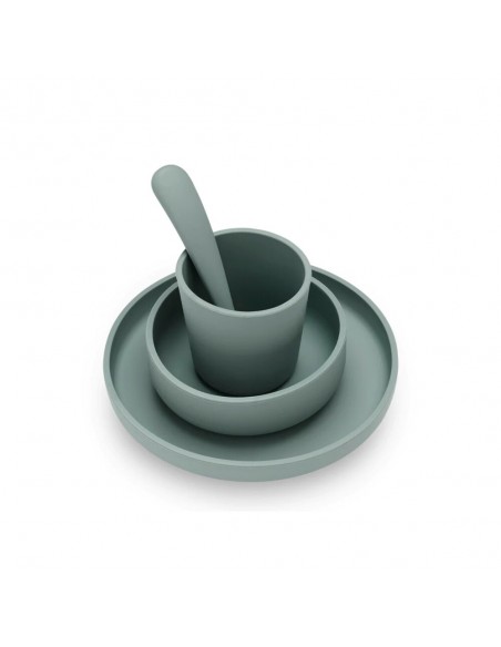 Siliconen eetset 4 stuks - Jungle - ass blauw