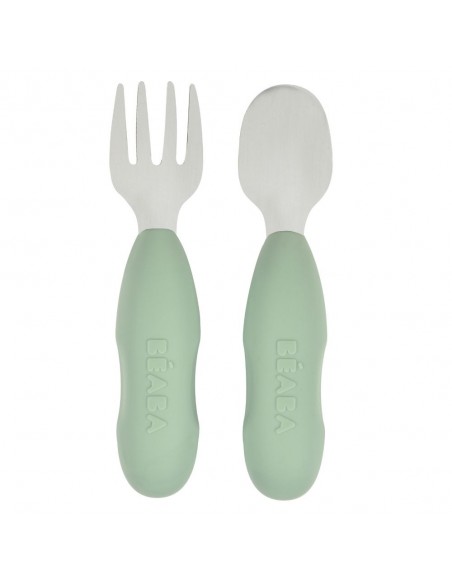 Set van 2 roestvrijstalen besteksets Sage Green