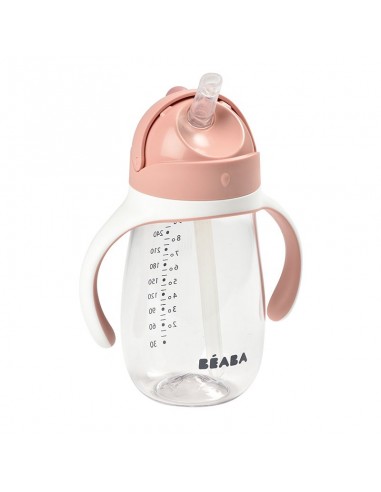 Drinkbeker met rietje 300 ml - old pink