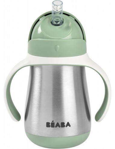 Beaba - RVS drinkbeker met rietje 250ml groen